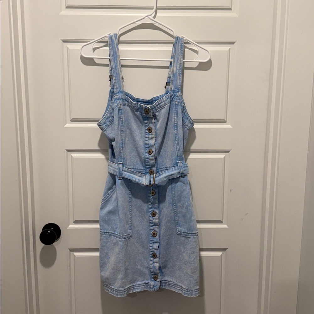 HURLEY overall Button-Up Mini Jean Dress